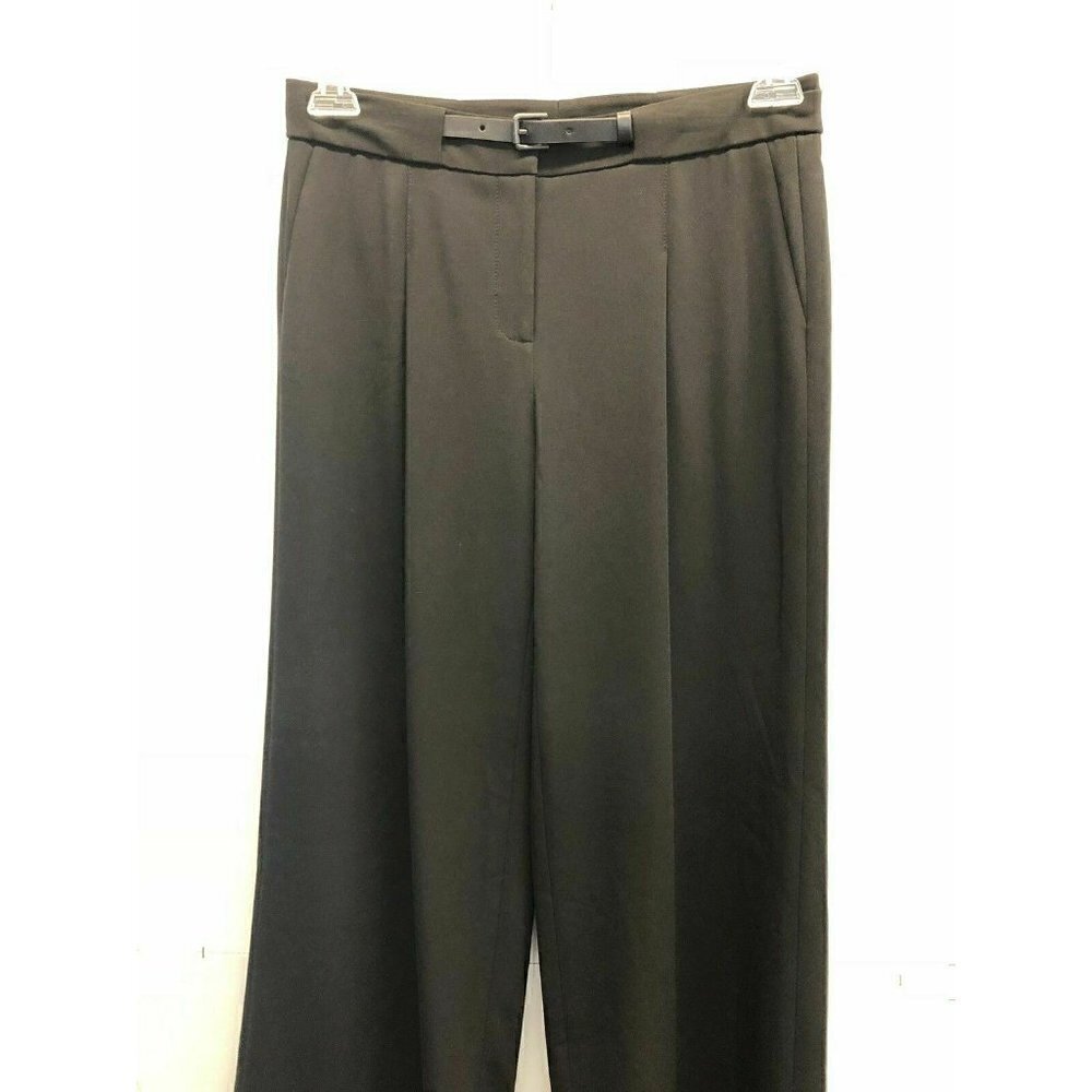 Nordstrom Collection Women's Black Pleated Cropped Wide Leg Pants Size 2 - Picture 2 of 9